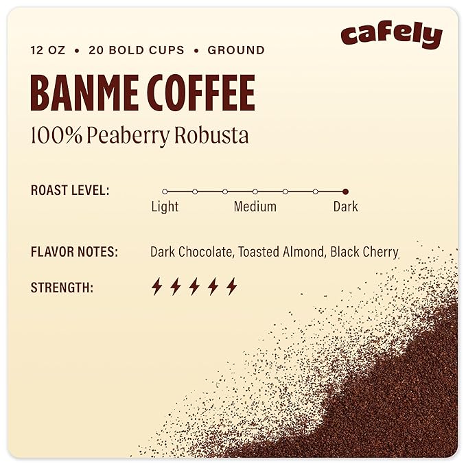 Cafely Vietnamese Awakening Coffee Trio - Ground Coffee Variety Pack (BanMe Peaberry, Hanoi Robusta, Saigon Blend) - Dark Roast, High Caffeine, Low Acid, Direct Trade, For French Press - 3x12oz