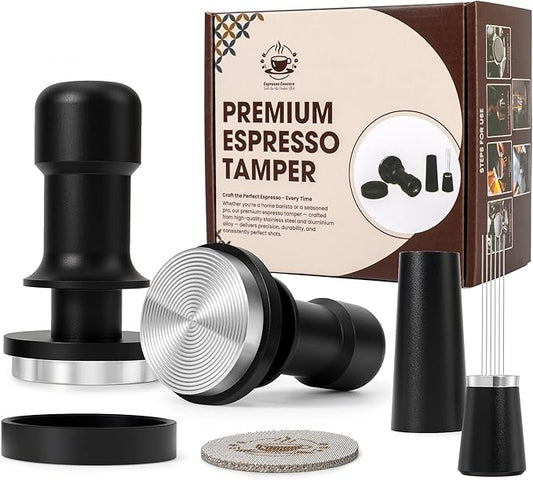 Espresso Tamper 53mm – Fits 54mm Breville Sage Portafilter – Compatible With Barista Express, Bambino Plus, Barista Pro, Infuser – Spring Loaded Calibrated Self Leveling Coffee Tamper Tool
