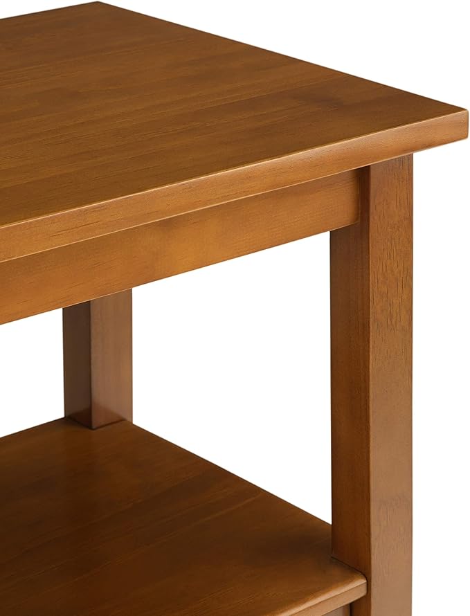 SIMPLIHOME Warm Shaker Wide Console Table - 60 Inch Wide Solid Wood Sofa Table in Light Golden Brown, Transitional Storage Table for Living Room with 4 Drawers, Open Shelf, and Brushed Nickel Knobs