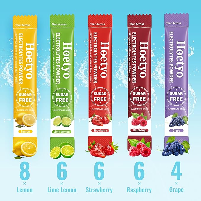 Electrolytes Powder Packets - Sugar Free Electrolyte Powder Drink Mix - 30 Sticks Daily Rapid Hydration Packets for Sports & Dehydration - Variety Pack, Keto Friendly, Vegan, Non-GMO, 5 Flavors