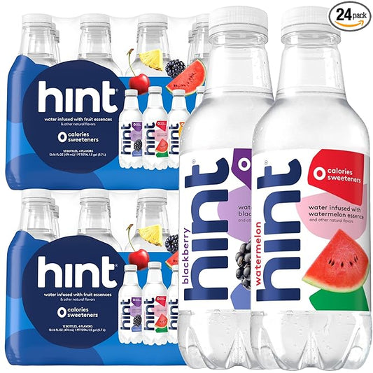 Hint Fruit-Infused Bottled Water, Best Sellers Variety Pack - Sugar Free Flavored Water with Zero Calories, Natural Fruit Essences, and No Artificial Sweeteners - 16 Fl Oz (Pack of 24)