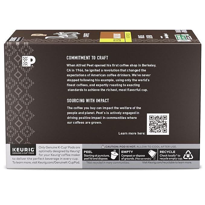 Peet's Coffee, Dark Roast Decaf Keurig K-Cup Pods, Decaffeinated Arabica Coffee - Decaf House Blend 60 Count (6 Boxes of 10 K-Cup Pods)