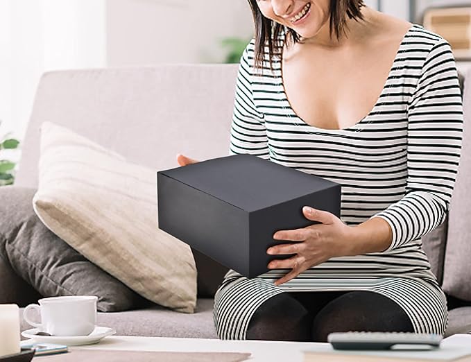 HUAPRINT Black Gift Boxes with Lids 8x8x4 inch,24 Pcs Paper Gift Wrap Box Bulk for Presents,Birthday,Bridesmaid Proposal,Groomsmen Engagements,Christmas,Wedding Party Favor,Cupcake,Crafting,Holidays