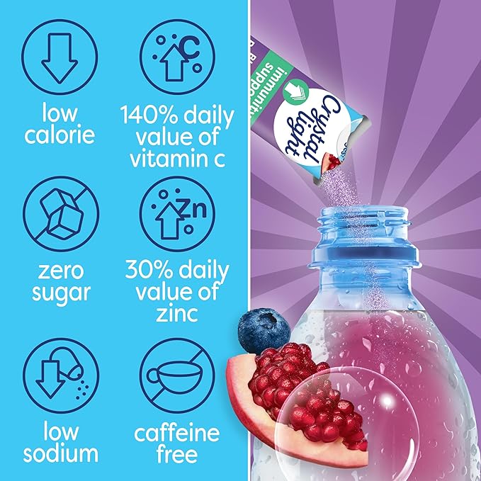 Crystal Light Pure Immunity Blueberry Pomegranate Drink Mix, 10 ct On-the-Go Packets (Pack of 5)