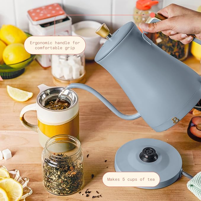 1-Liter Electric Gooseneck Kettle, 1200W Fast Heating Pour Over Coffee and Tea Kettle with Precise Spout (Cornflower Blue)