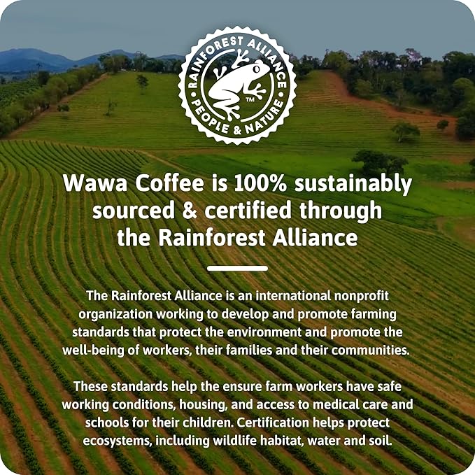 Wawa Ground Coffee Mild Roast, Hazelnut, 12 oz Bag, Lightly Roasted, Nutty Aromatic Smooth Balanced Blend For Hot or Iced Coffee, 100% More Responsibly Sourced from Rainforest Alliance Certified Farms