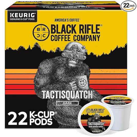 Black Rifle Coffee Company Tactisquatch Rounds – Dark Roast Coffee Pods, 22 Single-Serve Cups, Shelf-Stable Pods