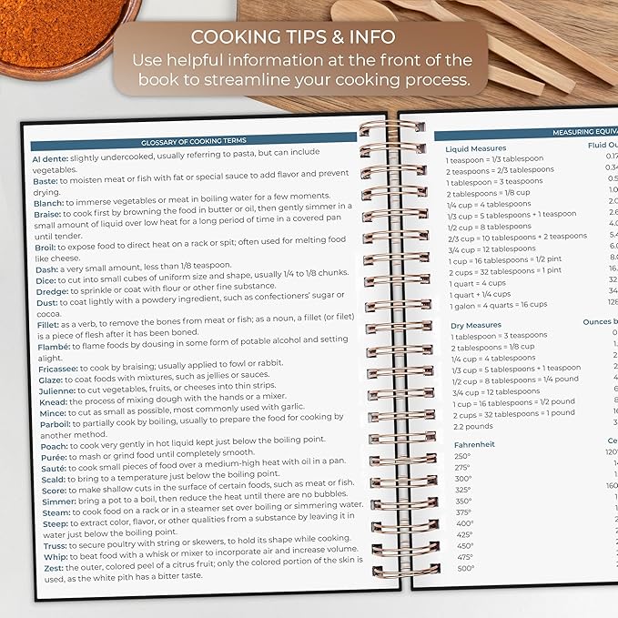 Clever Fox Recipe Book Spiral – Blank Family Cookbook – Empty Cooking Journal – Notebook Organizer to Write In Recipes – Large (Black)