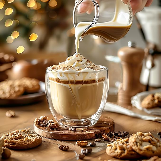 5 Ounces Set of 4 Double Walled Glass Coffee Mugs Insulated Layer Coffee Cups Borosilicate Glass Espresso Double Insulated Clear Glass Coffee Mug for Hot Beverages