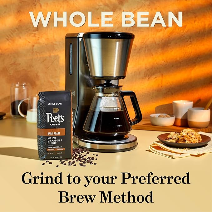 Peet's Coffee, Dark Roast Whole Bean Coffee - Major Dickason's Blend 18 Ounce Bag