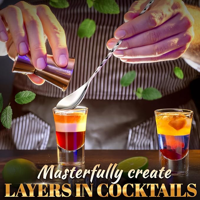 4 Pcs Bar Spoon Cocktail Mixing – 12'' Long Stainless Steel Cocktail Stirrers with Polished Surface, Great for Professional and Home Use, Practical Gift for Drink Mixing Lovers | Sugar Spoon