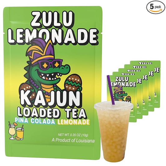 Kajun Loaded Tea – Zulu Lemonade | Pina Colada & Lemonade Flavor | Sugar Free Energy Tea Powder | 250mg Green Tea Caffeine | Zero Calories | Keto Friendly