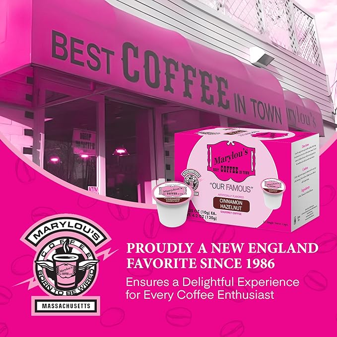 Marylou's Cinnamon Hazelnut Flavored Coffee - Medium Roast Gourmet, 72 Single Serve Cups for Keurig Coffee Maker