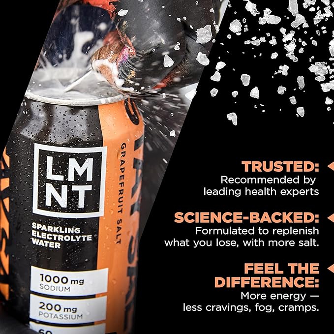 LMNT Sparkling Electrolyte Drink - Grapefruit Salt | 12-Count