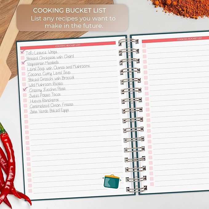 Clever Fox Recipe Book Spiral – Make Your Own Family Cookbook – Blank Recipe Notebook Organizer – Empty Cooking Journal to Write in Recipes – Medium Size, 6.3”x8.3”, Hardcover (Dark Teal)