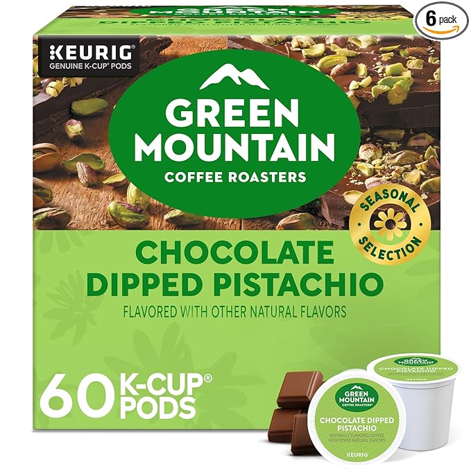 Green Mountain Coffee Roasters Chocolate Dipped Pistachio, Single-Serve Keurig K-Cup Pods, 6 Boxes of 10 (60 Count Total)