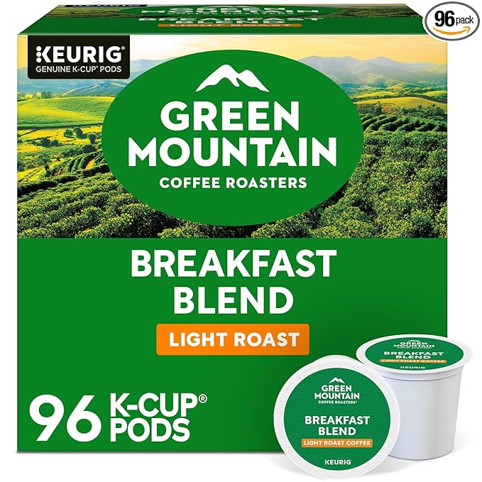 Green Mountain Coffee Roasters Breakfast Blend Single-Serve Keurig K-Cup Pods, Light Roast Coffee, 96 Count