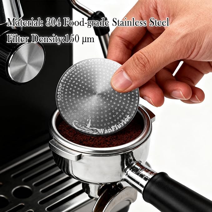 2 Pack 53.3mm Espresso Puck Screen, Reusable 0.8mm 150μm Ultra Thin Stainless Steel Coffee Filter for Espresso 54mm Portafilter Filter Basket