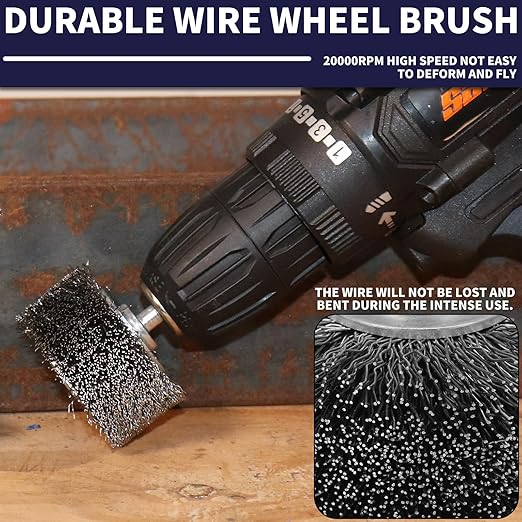 Baisiky 2 Pack 2 Inch Wire Wheel Brush for Drill Attachment,Heavy Duty Wire Brushes Removal Paint Rust & Corrosion, 0.012" Coarse Crimped Stainless Steel Wire, 1/4in Shank, 20000RPM