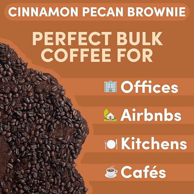 Sarasota Coffee Ground Cinnamon Pecan Brownie | Medium Roast Gourmet Flavored Coffee Grounds | Low Acid, Mold Free, Specialty Grade Flavored Bulk Ground Coffee | 5lb (80 oz)