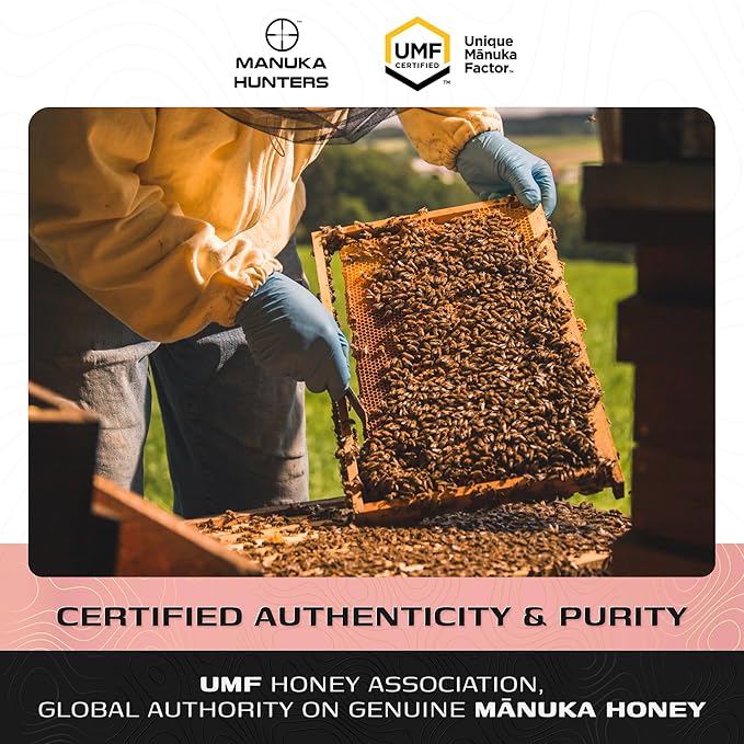 Manuka Hunters UMF 20+/MGO 830+ Certified New Zealand Manuka Honey - 100% Pure Natural Sweetener - Gluten, Dairy Free - Ideal for Tea, Coffee, Smoothies, and Baking - Sustainable - 1.1lb/500g Jar