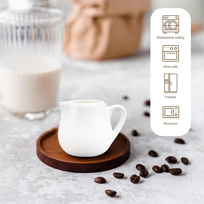 12 Pack 3 oz Mini Ceramic Creamer with Handle, White Porcelain Mini Cream Pitcher with Handle, Small Sauce Jus Mini Pitchers for Sauces for Milk, Coffee, Jam, Syrup