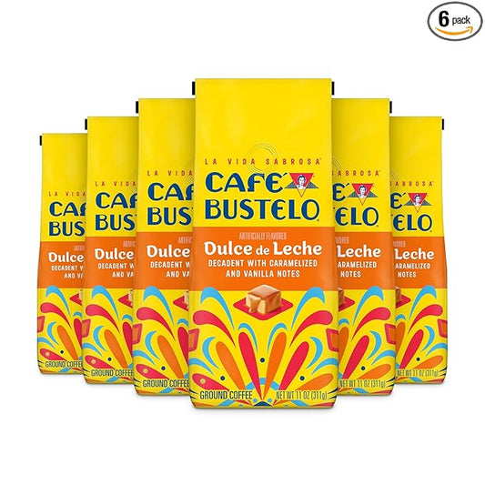 Café Bustelo Dulce de Leche Artificially Flavored Ground Coffee, 11-Oz. Bag (Pack of 6)
