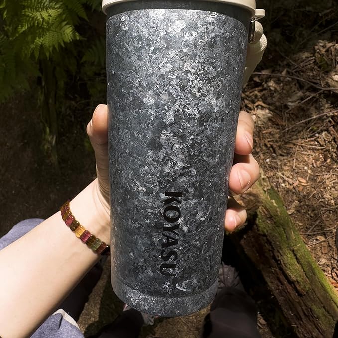 KOYASU® Ti-Zero™ 16oz Titanium Cup [Titanium Frost] - Ultralight Camping Gear. Uncoated Crystallized Finish, Bio-Compatible Titanium Body. Rugged Thermal Flask for Hiking Outdoor Survival