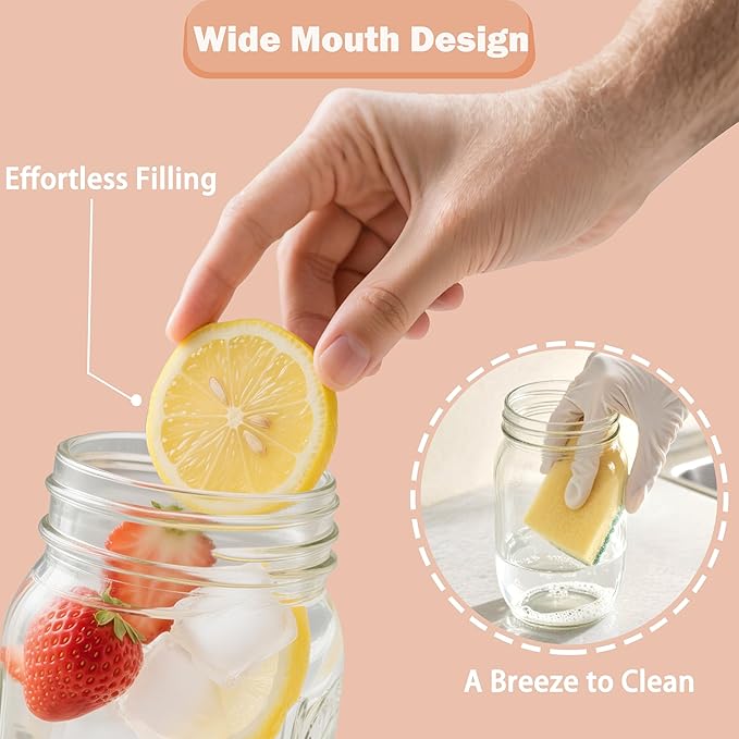 Half Gallon Mason Jar Pitcher With Lid 64 Oz Cold Hot Water Pitchers With Pour Spout 2 Quart Sun Tea Glass Jug For Fridge Beverage,Tea, Coffee, Lemonade, Juice, Milk Container Leakproof