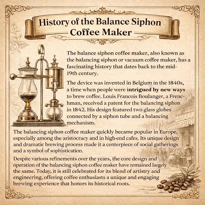Nispira Belgium Royal Family Balance Syphon Unique Gravity Vintage Coffee Maker Vacuum Brewing System Copper 500 ml