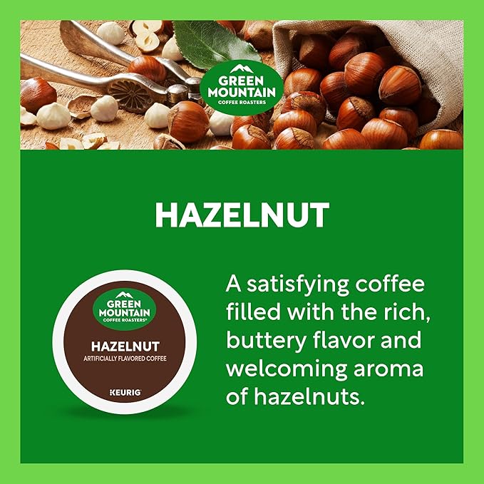Green Mountain Coffee Roasters Hazelnut Coffee, Keurig Single Serve K-Cup Pods, Light Roast, 48 Count