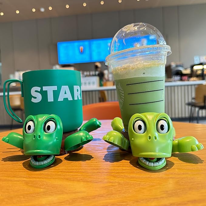 JOD® Turtle Coaster, 3D Printed Funny Tea Coasters with Interactive Expression, 2PC Turtle Cup Holder,Liftable Limbs & Expressive Face Turtles,Tortoise Lover Gag Gifts(2pc-Light Green Green)