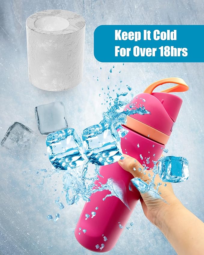 Ice Molds for Owala 24-40oz, Set of 3, Food-Grade Soft Silicone, No White Residue, Easy to Release, Straw Placement Compatible with Owala FreeSip, Keeps Drinks Cold Longer (Dark Grey)