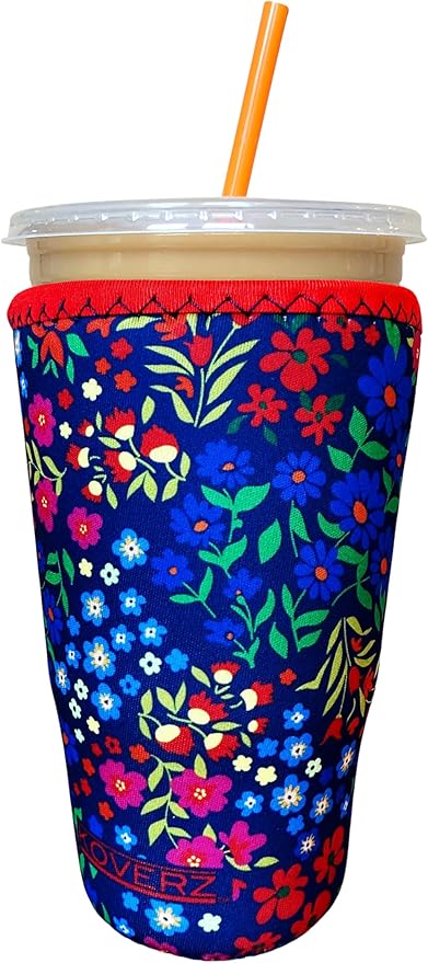 Koverz Iced Coffee Sleeve, Insulated Neoprene Cup Sleeve, Fits a 32 Oz. Coffee Cup, Washable and Reusable, Iced Coffee Accessories, Large Monet