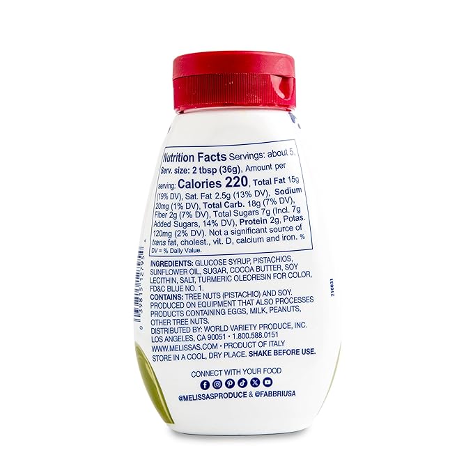 Fabbri Gourmet Dessert Sauce, Pistachio flavor, Flavoring sauce for Ice Cream, Desserts and hot and cold Beverages, Made in Italy, 7.9oz bottle (Pistachio)