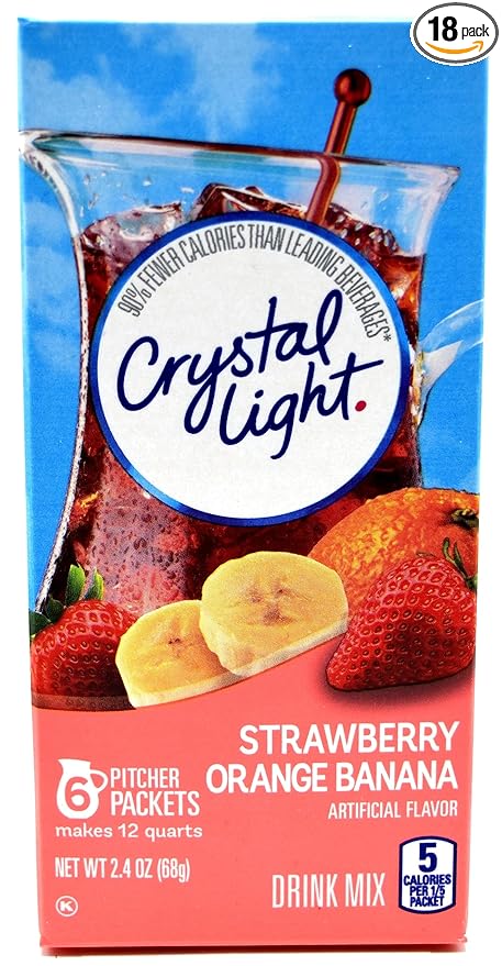 Crystal Light Strawberry Orange Banana Drink Mix, 12-Quart 2.4-Ounce Box (Pack of 18)