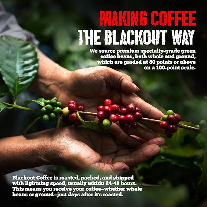 Blackout Coffee Butterscotch Toffee Flavored Ground Coffee – Medium Roast, Smooth Taste, Guilt-Free Indulgence – Freshly Roasted 12oz Pouch.