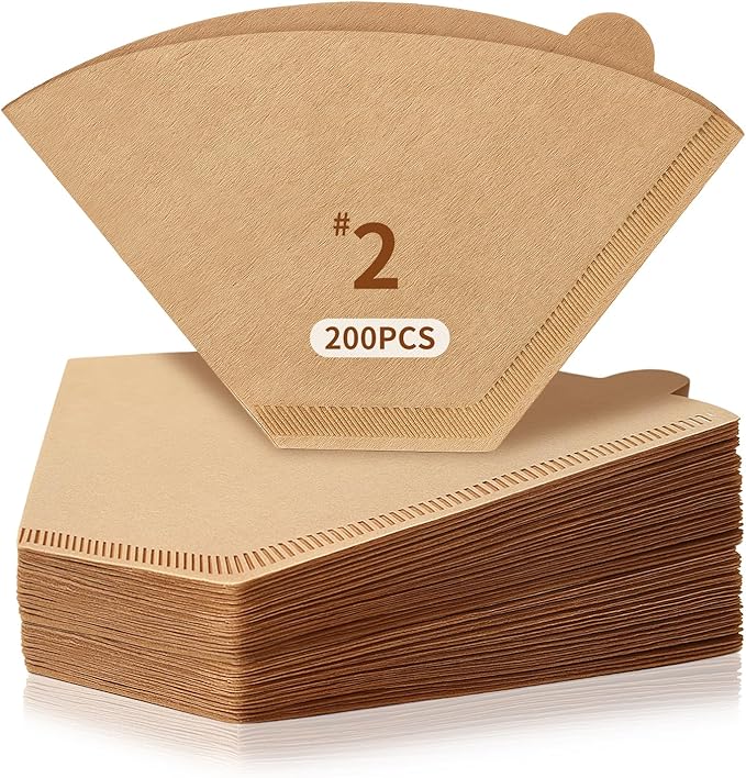 DTFMZOV 200 Count Coffee Filters #2, Disposable Coffee Filters, U Shape Natural Unbleached Coffee Paper Filter for Pour Over and Drip Coffee Maker, Suitable for Home Coffee Shop (2-6 Cup)