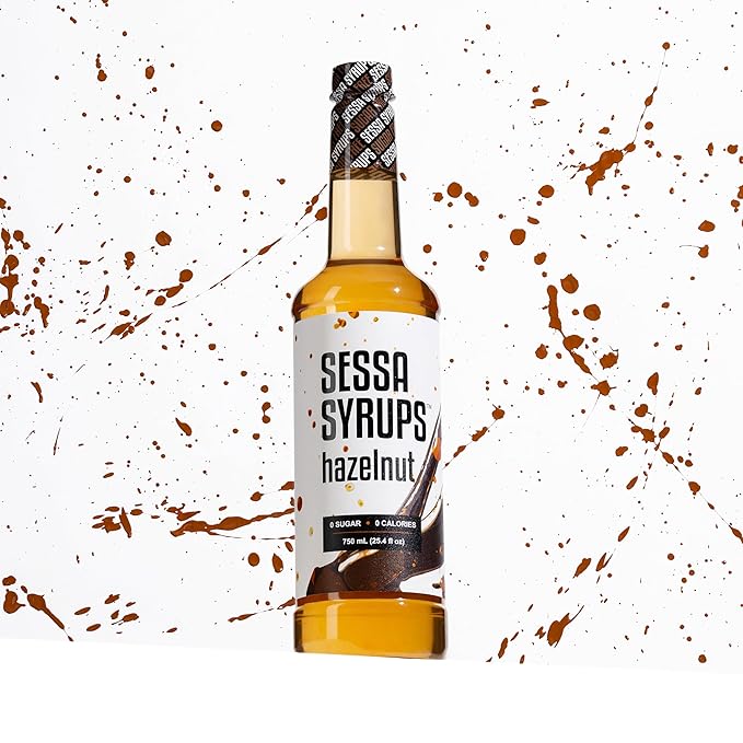 Sessa Syrups Sugar Free Hazelnut Syrup - 25.4 Fl Oz - Keto-Friendly, Zero Calorie, Gluten-Free - Natural Flavoring for Coffee, Tea, Cocktails, and More