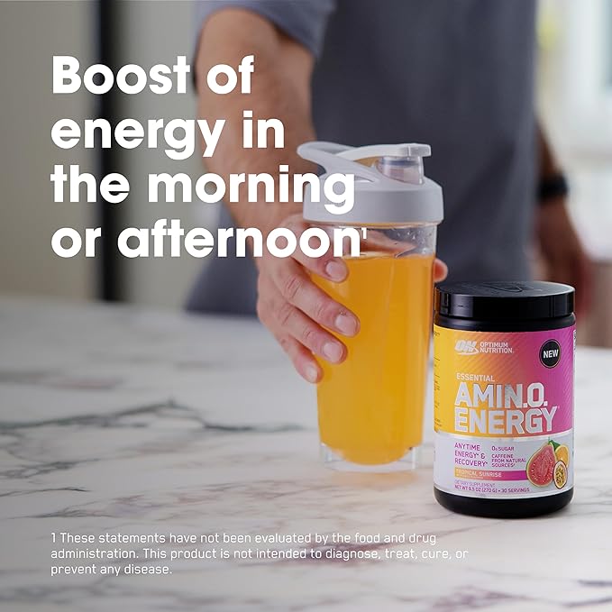 Optimum Nutrition Amino Energy - Pre Workout with Green Tea, BCAA, Amino Acids, Keto Friendly, Green Coffee Extract, Energy Powder - Tropical Sunrise, 20.6 Ounce, 65 Servings (Packaging May Vary)