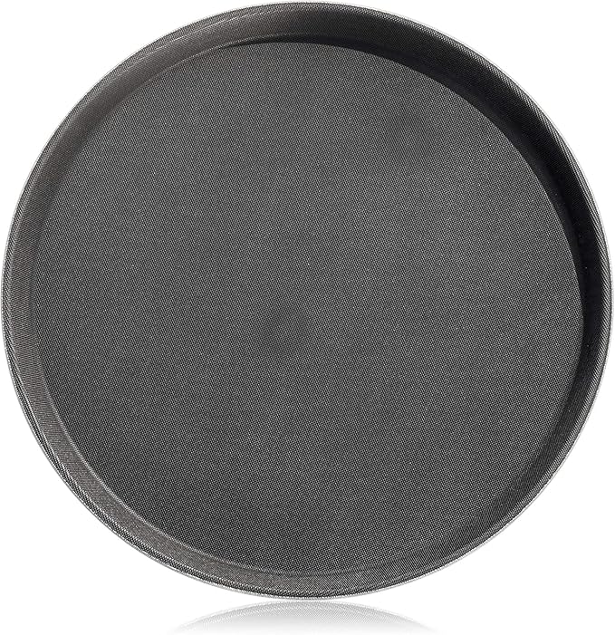 New Star Foodservice Non-Slip Tray, Plastic, Rubber Lined, Round (Black, 14-Inch)