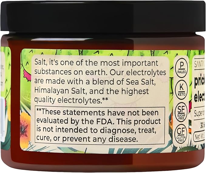 Santa Cruz Paleo Electrolyte Powder, Prickly Pear Flavor, Sugar Free Hydration Drink Mix with Himalayan Pink Salt, Sea Salt, Magnesium Glycinate, Potassium Chloride, Sweetened with Stevia, 30 Servings