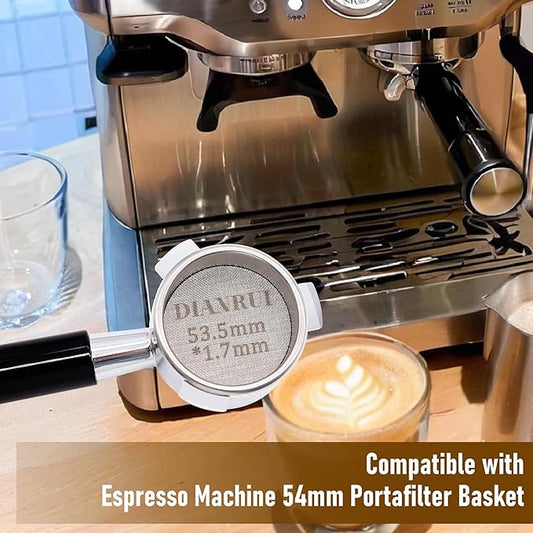 Dianrui 53.3mm Puck Screen Espresso Puck Screen for Breville 54mm Portafilter- 316 Stainless Steel Lower Shower Screen (53.3mm*1.7mm*150μm）