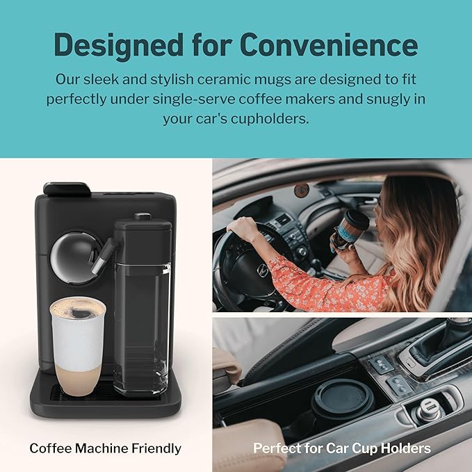 NOVA CERAMICS Travel Mug - Coffee Mug Travel – Microwave & Dishwasher Safe Coffee Clay Tumbler - Gifts For Women Men Him Her – 16oz – Dune