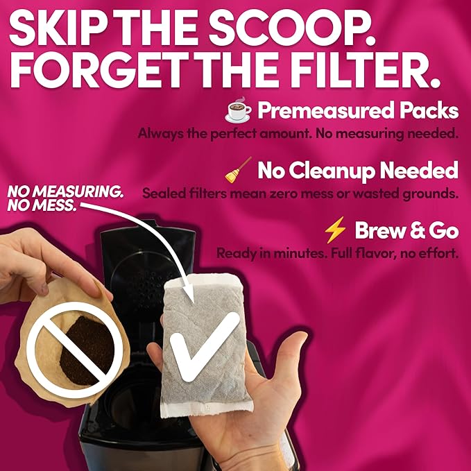Ground Flavored Coffee In Filter Packs | Sweet Cream Jamaican Me Crazy | Medium Roast Low Acid Mold Free Pouches | Highest Rated Gourmet Bulk Individual Premeasured Packets for 10-12 Cup Drip Maker