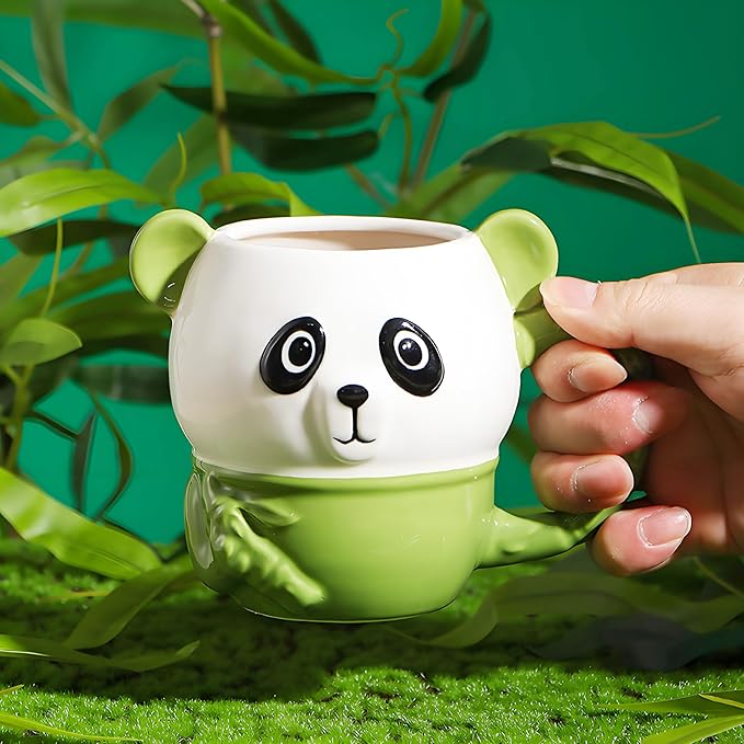 Cute Panda Coffee Mug 16 oz 3D Animal Mug,Cartoon Ceramics Figurine Tea Cup, Funny Offices Gifts for Coworkers & Work Besties,Birthday Gifts for Women Men Girls Pandas Lovers