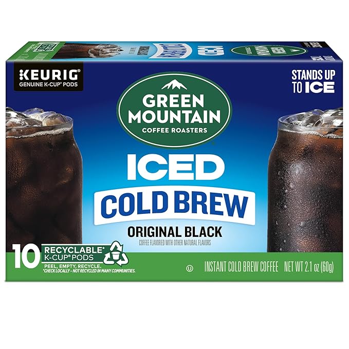 Green Mountain Coffee Roasters Original Black Iced Cold Brew Coffee, Single Serve Keurig K-Cup Pods, 60-Count Box (6 Packs of 10)