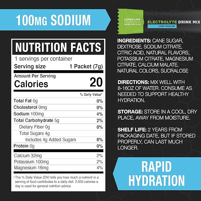 Fluid Tactical - Electrolyte Powder Packets, Accelerate Re-Hydration, Low Sugar, Electrolyte Drink Mix, Prevent Dehydration, Eliminate Cramps