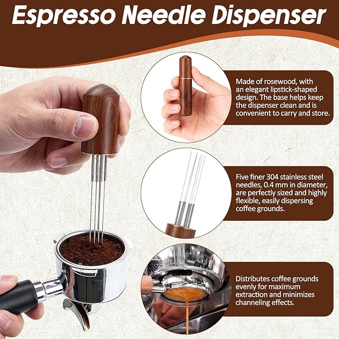 Ferrochef 7 Pcs Espresso Accessories Kit, 51 mm Coffee Tamper Set Espresso Machine Accessories Coffee Tamper Wdt Tool Dosing Funnel Puck Screen Brush Tamping Station for 51 mm Barista Tools