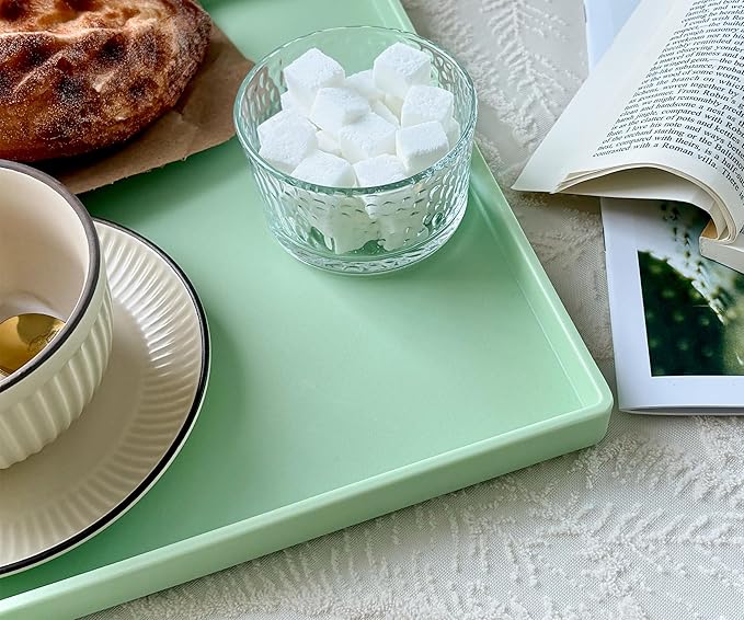 Green Square Tray 11 Inch - 3 Pack Multi-Purpose Organizer Tray for Vanity, Coffee Table, Bathroom Countertop & Ottoman | Decorative Catch-All Tray for Home, Office, Jewelry & Makeup